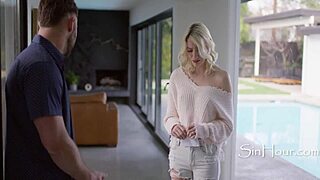 blonde wife cheats wildly in dark cinema thrill
