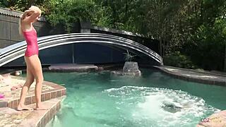 hey girl, let's lick and finger those shaved teen pussies by the pool