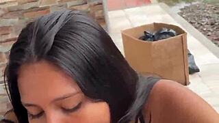 Colombian street sucker caught mid-blowjob by prying neighbor