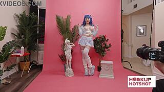 BTS JEWELZ BLU preps her blue-haired curves for sexy photoshoot reveal