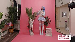 BTS JEWELZ BLU preps her blue-haired curves for sexy photoshoot reveal