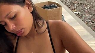Colombian street sucker caught mid-blowjob by prying neighbor