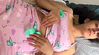 Colombian latina in pajamas seduces pov then gets huge ass and tits groped closeup