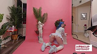 BTS JEWELZ BLU preps her blue-haired curves for sexy photoshoot reveal