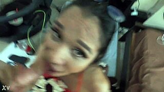 daisy ladyboy strokes small tits and fucks in red stockings solo