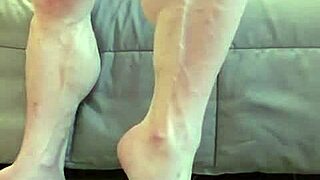 Lacey's Muscular Calves Dominate Bodybuilder Slave