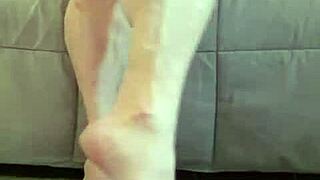 Lacey's Muscular Calves Dominate Bodybuilder Slave