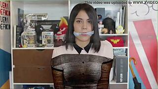 Gaby meza bound gagged as wonder woman bdsm slave