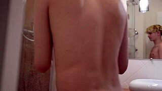 shower stealth: slipping in on babysitter for her wet eager blowjob
