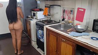 leaked video of pretty mexican beauty fingering wet pussy in kitchen