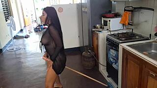 leaked video of pretty mexican beauty fingering wet pussy in kitchen