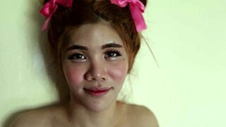 Ladyboy takes monster cock pounding with messy facial cumshot