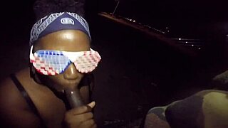 Public 5-Min Blowjob Cum Challenge with Ebony BBW Ends in Caught Sloppy Mess
