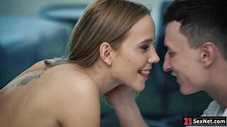 Blonde college babe skips class for hardcore boyfriend fuck