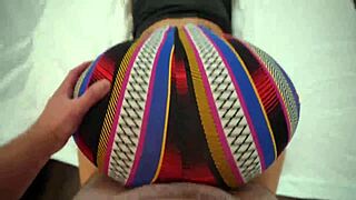 big ass girl in torn leggings takes deep wet pussy pounding