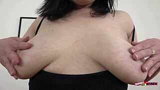 dark haired milf with saggy tits takes bbc in tight asshole creampie