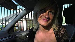 busty french milf blows my cock in a car