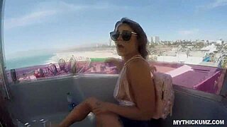 Thick oily maria riding strangers big white cock