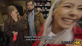 Swap4k met fibi euro in sex shop and fucked her in threesome
