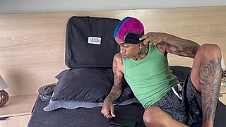 skinny tattooed teen loves big cock