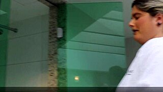 mature milf gets big cock after shower at home