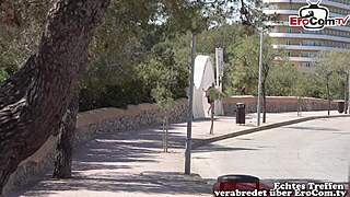 blonde tourist fucked outdoors in public