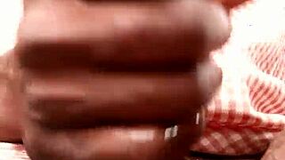 African babe masturbates with big black cock