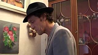 The beautiful milf licks the head of the young