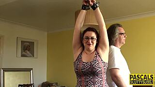 Bound chubby milf submits for rough anal