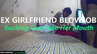 Ex girlfriend blowjob sucking cum into her mouth