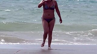 Four big orgasms on the beach