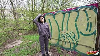 German scout - tiny 18+ 43kg half asian teen 18+ lore pick up for first time casting fuck