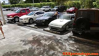 Amateur babe pawns car and pussy
