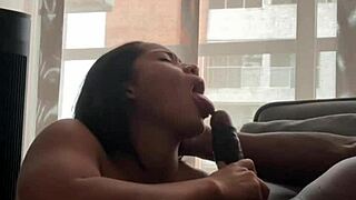 Huge cock fills tight amateur mouth deeply