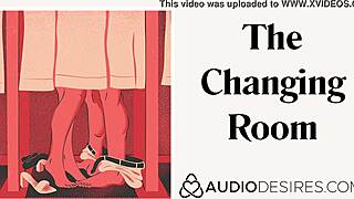 Sexy public moaning in changing room erotic play