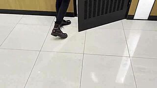 Risky rough sex with random girl at the public toilet for money
