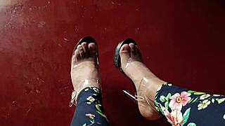 Thalia Shows Off Sexy Transparent Heels Boldly
