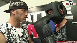 chubby brunette slut with big tits fucks with a fighter