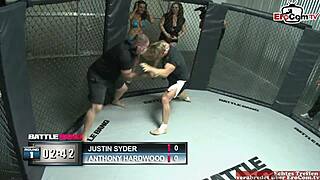 chubby brunette slut with big tits fucks with a fighter