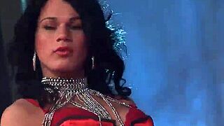 Slutty brunette hoe in red lingerie