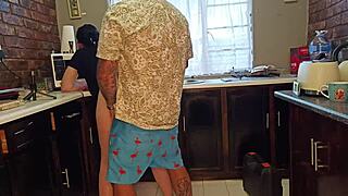 Getting hot and horny in the kitchen
