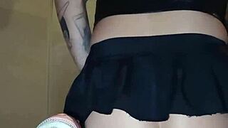 Putita sissy training with a huge dildo
