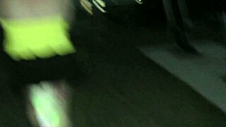 very public walk with bright lights tail butt plug at the beach we talk to passers by trailer
