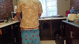 Getting hot and horny in the kitchen