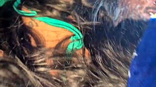 wild latina babes ride hard in moving car with big cock