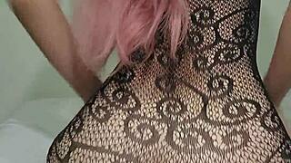 Sexy black lingerie striptease tease