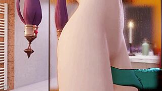mona pleasures herself in bathroom with slime dildo