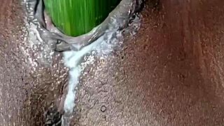 curvy ebony woman reaches intense squirting orgasm on film