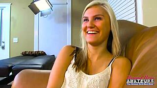 Horny blonde coeds bailey and olyssia suck and share a cock to get pounded