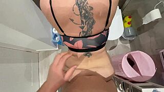 Blonde gets mouth fucked in shower